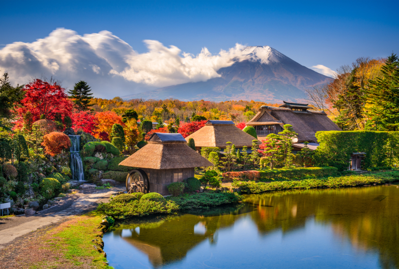 A crystal-clear pond at the traditional village of Oshino Hakkai.