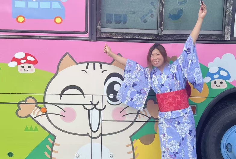 A selection of colorful yukata.